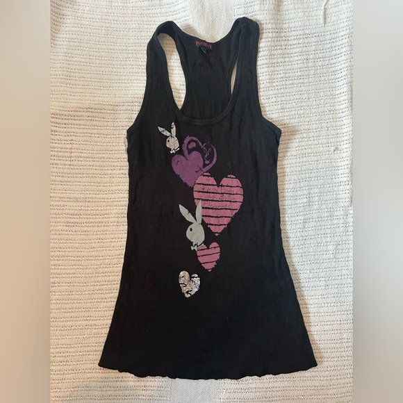 PLAYBOY Tops - PLAYBOY Black Tank Top with Pink Logo
